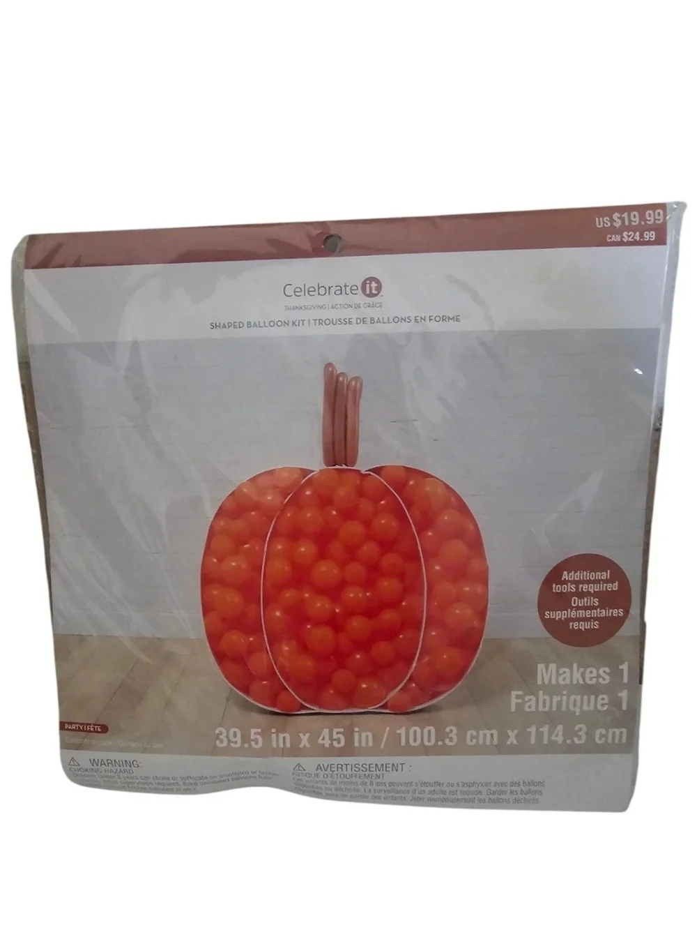 Celebrate It Orange Pumpkin Shaped Balloon Kit Lot Of 3